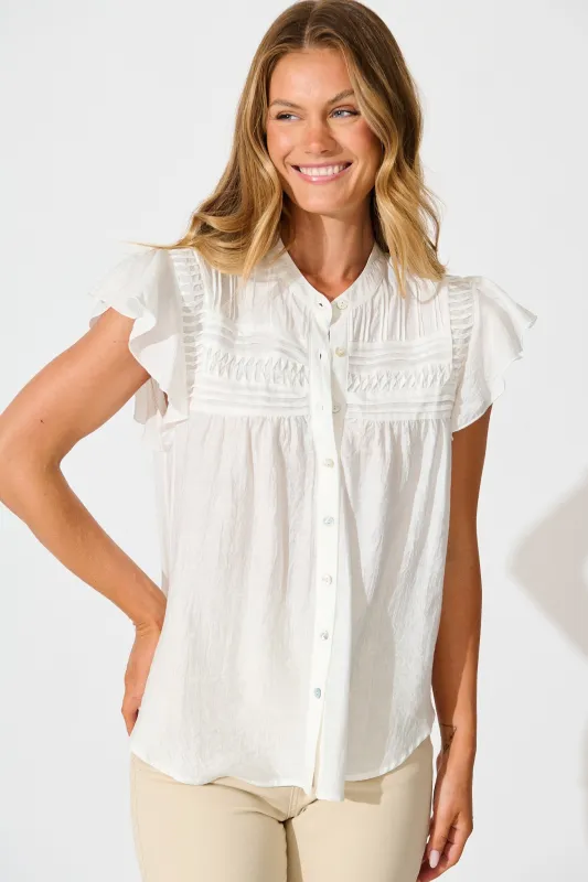 Sweetheart Shirt in White Cotton Blend sold by St Frock