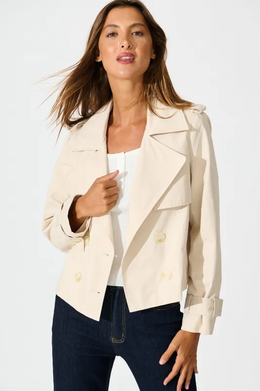 Savannah Trench Jacket in Sand Cotton sold by St Frock