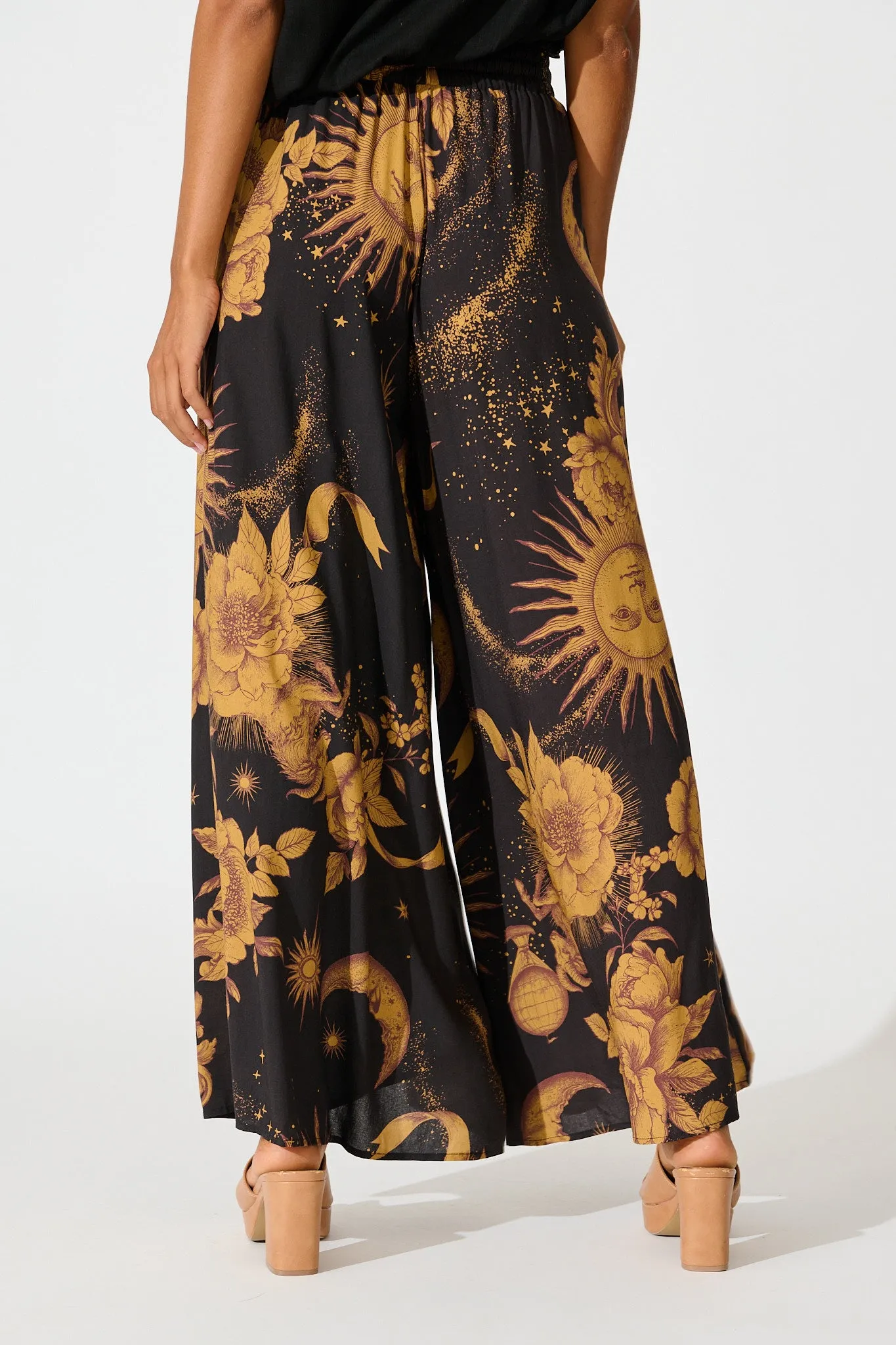 Mariah Pant in Black with Mustard Print sold by St Frock product image thumbnail 3