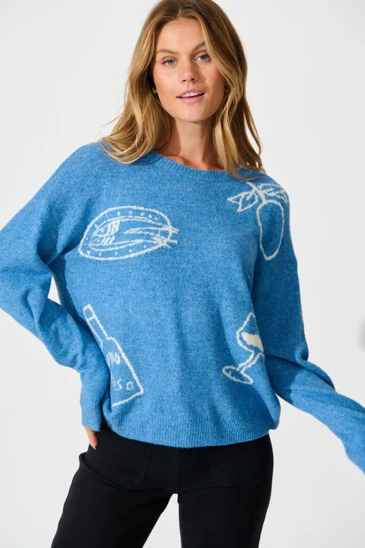 Vino Knit Jumper in Blue sold by St Frock