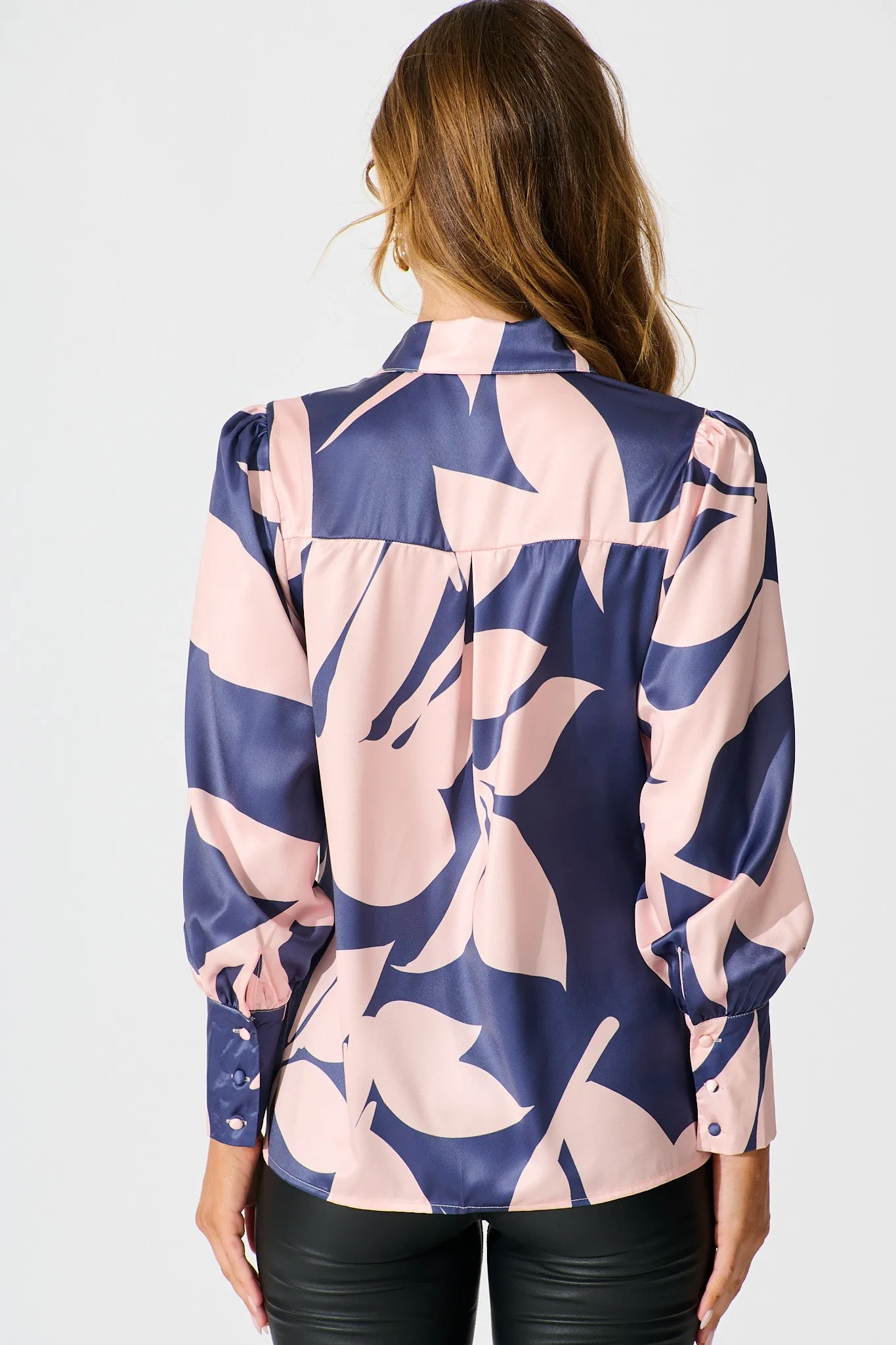 Callia Shirt in Navy with Blush Print sold by St Frock product image thumbnail 3