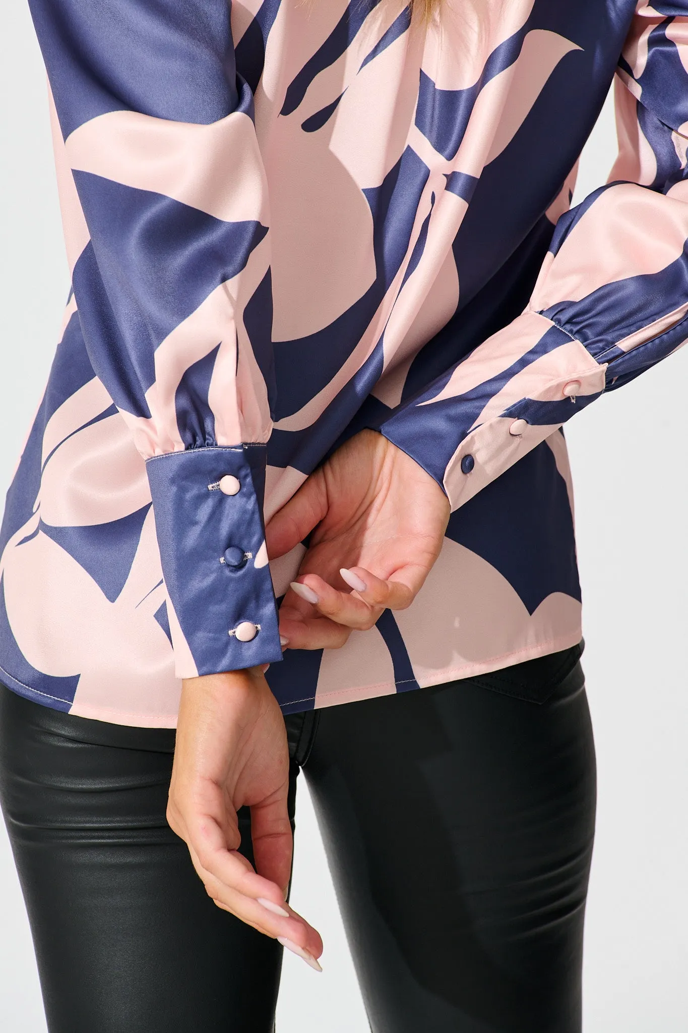 Callia Shirt in Navy with Blush Print sold by St Frock product image thumbnail 5