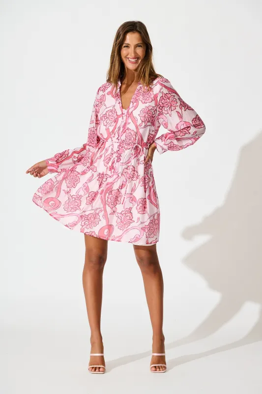 Suri Dress in Pink Floral Print sold by St Frock