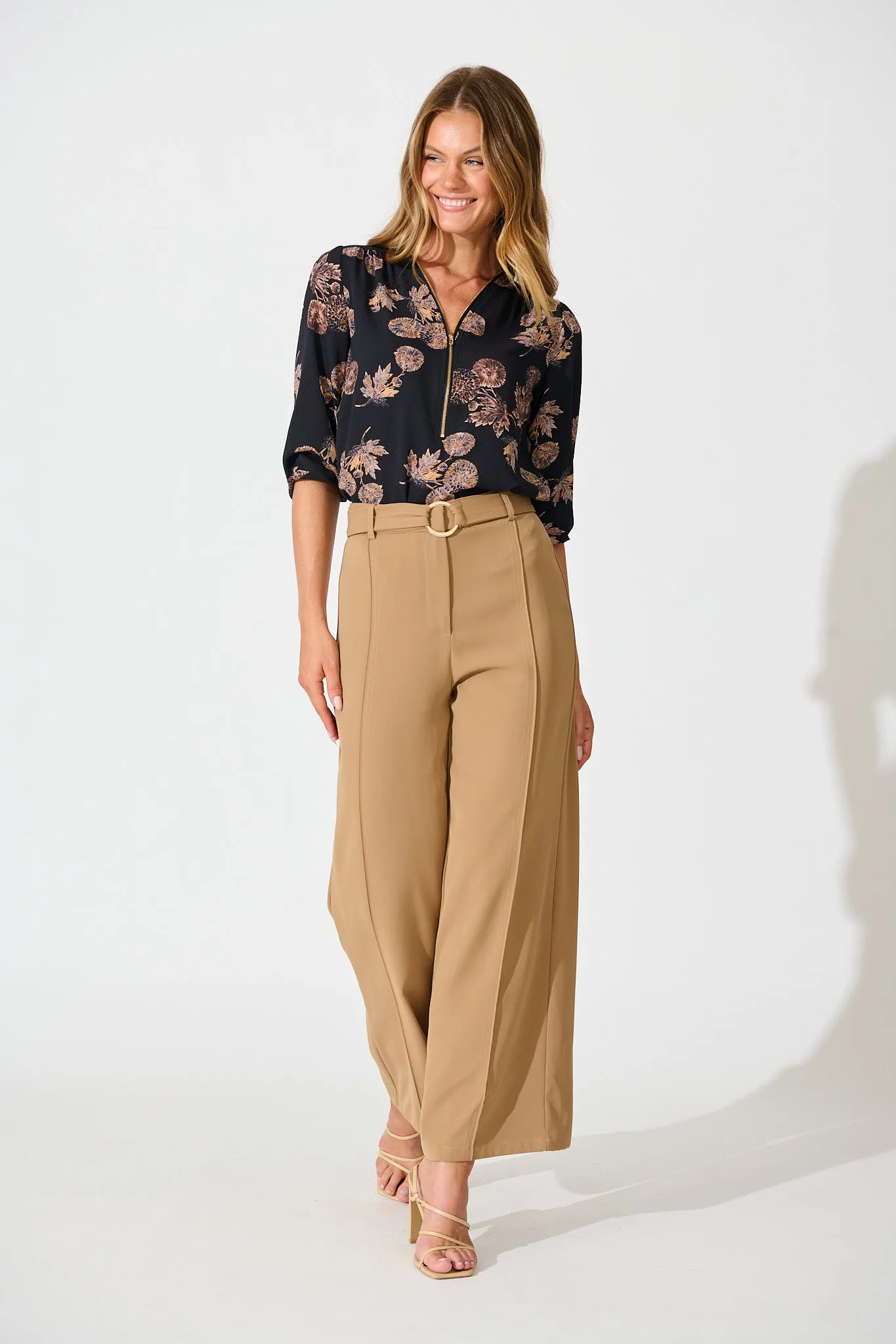 Viviani Zip Top In Charcoal with Apricot Floral sold by St Frock product image thumbnail 4