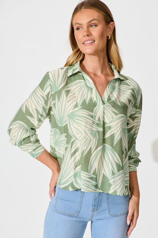 Austin Shirt in Green Multi Print sold by St Frock