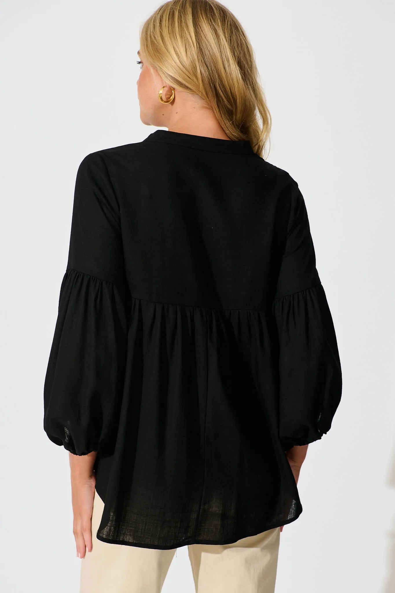 Jasper Top In Black Linen Blend sold by St Frock product image thumbnail 3