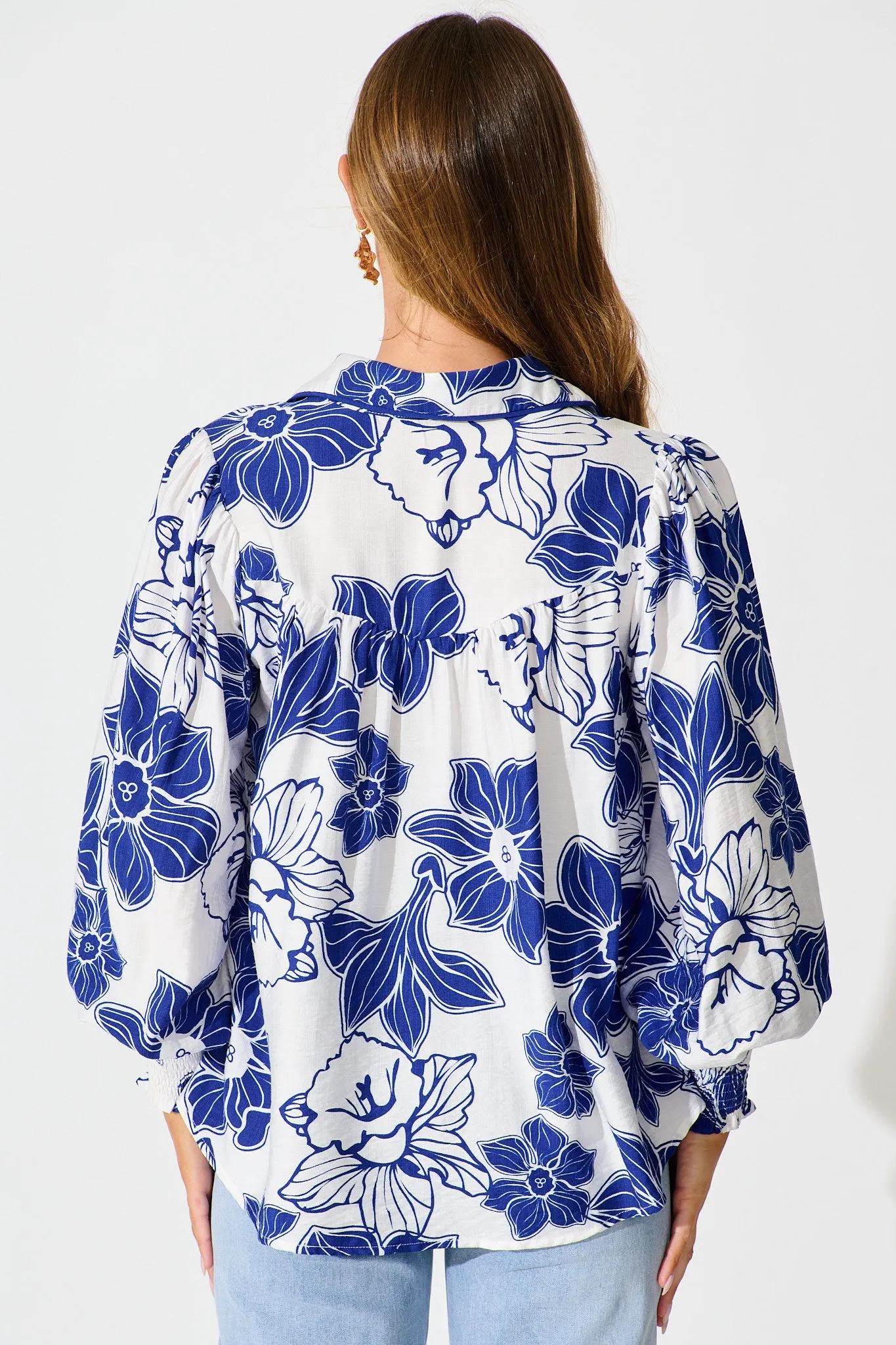 Colette Shirt in Cobalt Floral sold by St Frock product image thumbnail 3