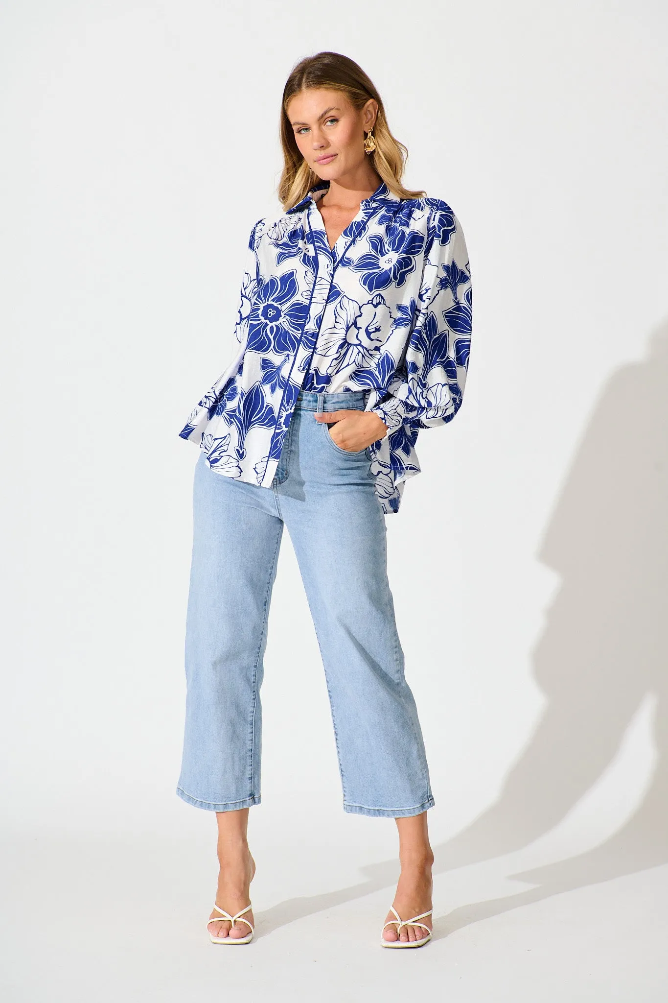Colette Shirt in Cobalt Floral sold by St Frock product image thumbnail 4