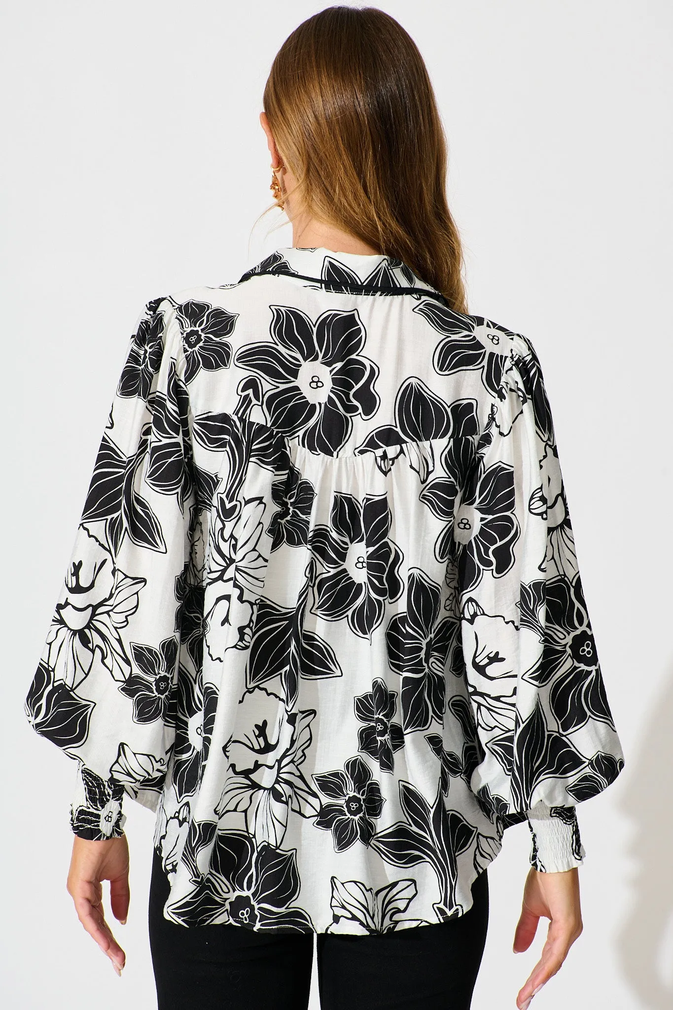 Colette Shirt in Black Floral sold by St Frock product image thumbnail 3