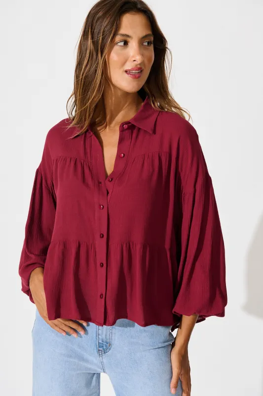 Luella Shirt in Wine sold by St Frock