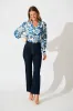 Florence Shirt in Blue Floral Print sold by St Frock