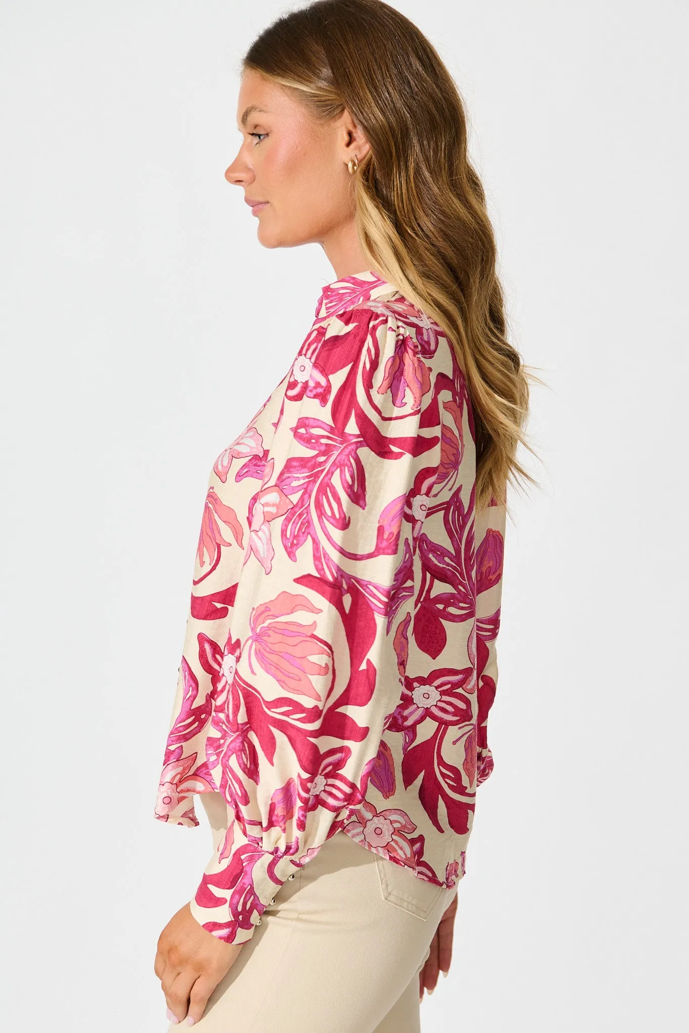 Florence Shirt in Pink Floral Print sold by St Frock product image thumbnail 2