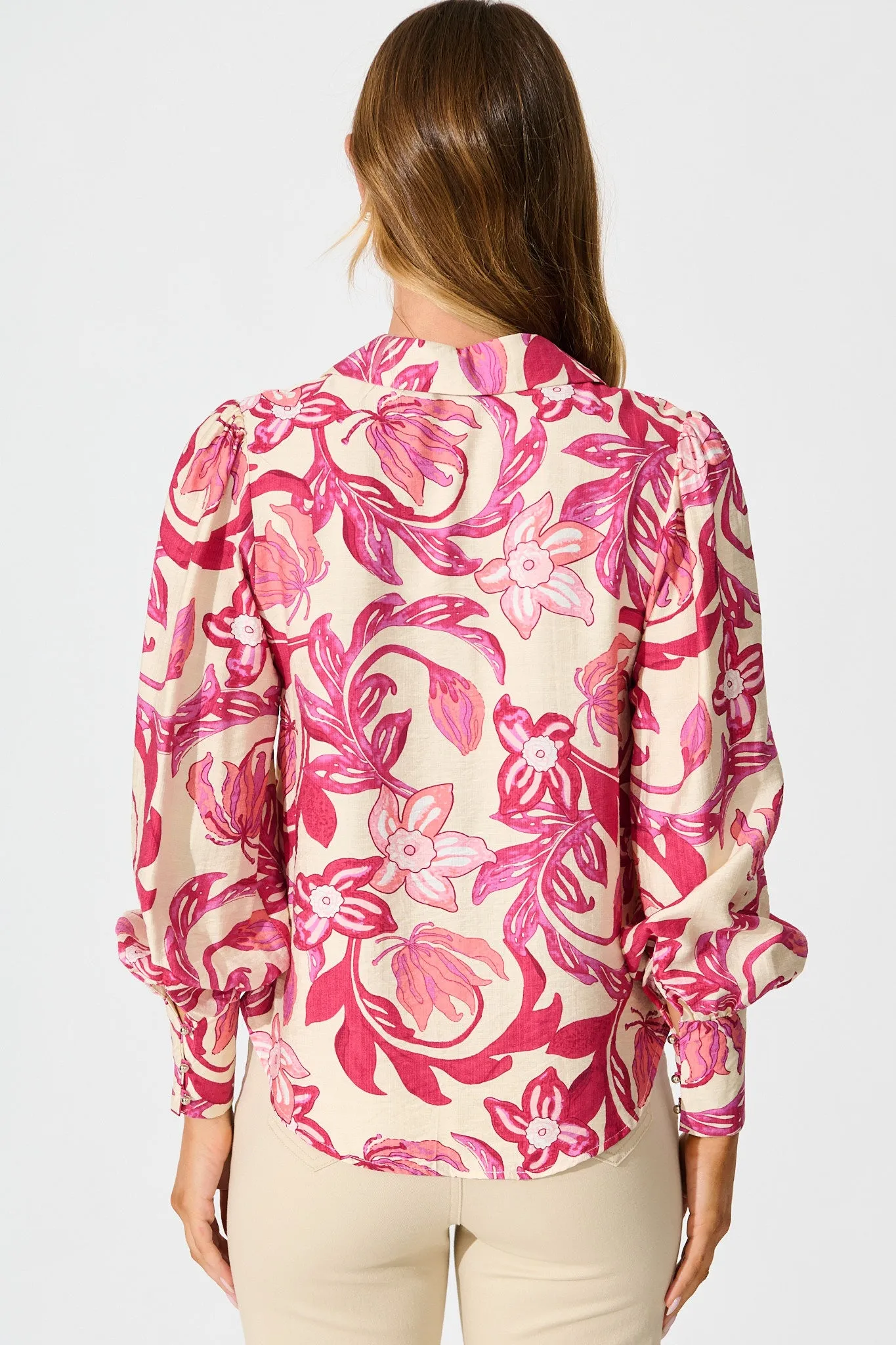 Florence Shirt in Pink Floral Print sold by St Frock product image thumbnail 3