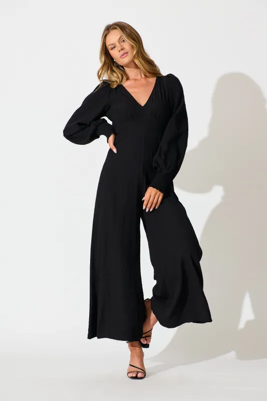 Yasmin Jumpsuit in Black sold by St Frock