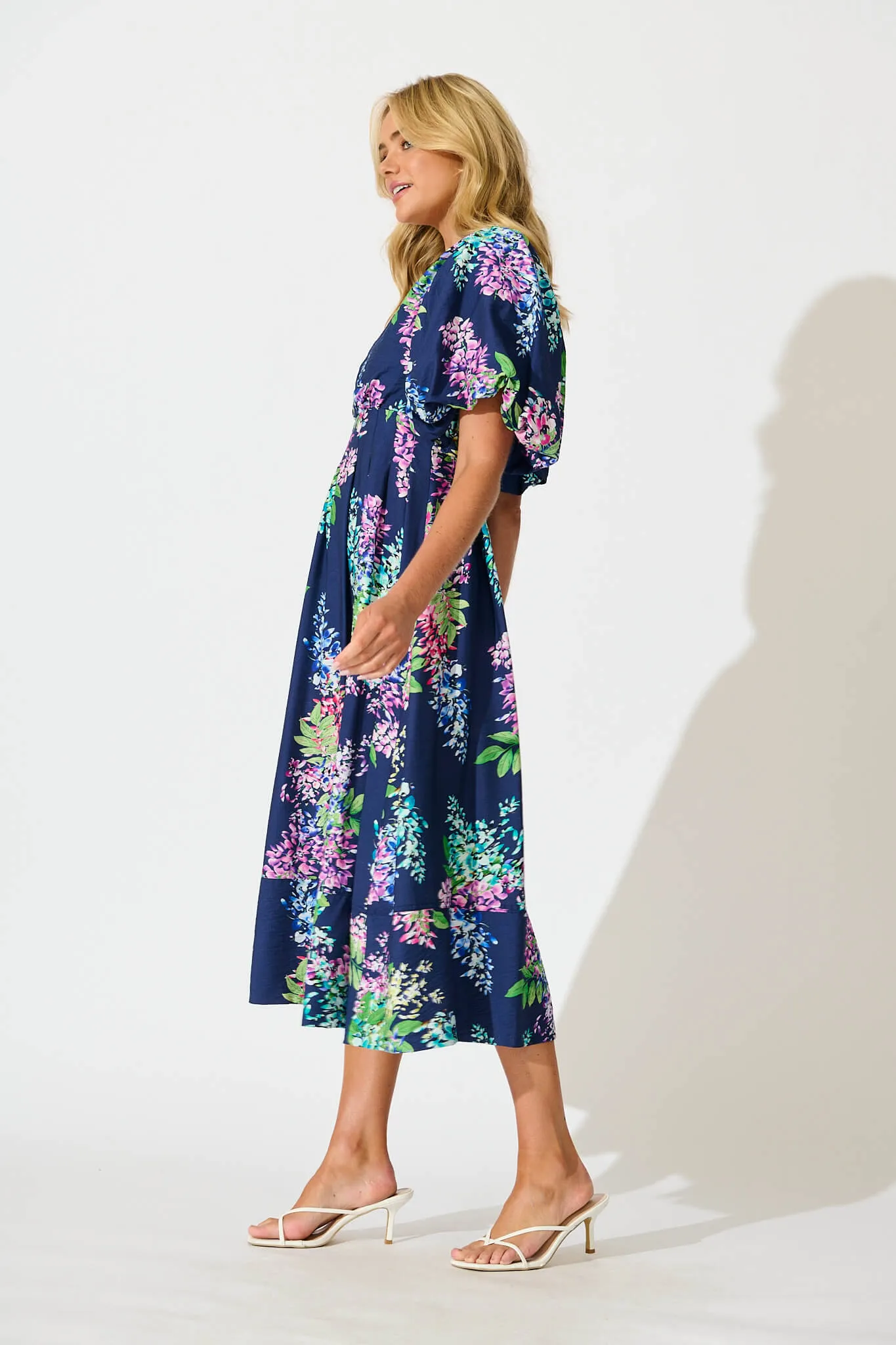 Daydreamer Midi Dress in Navy Wisteria Print sold by St Frock product image thumbnail 3