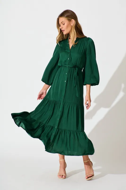 Glimmer Midi Dress in Emerald sold by St Frock