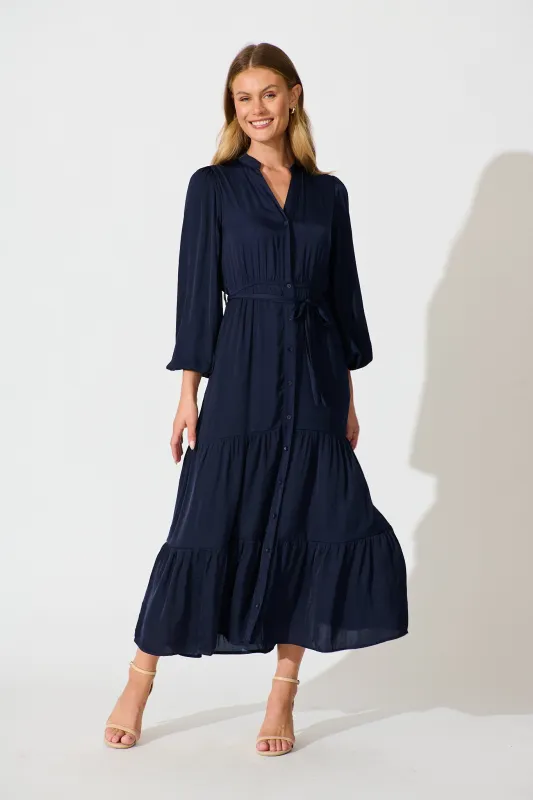 Glimmer Midi Dress in Navy sold by St Frock
