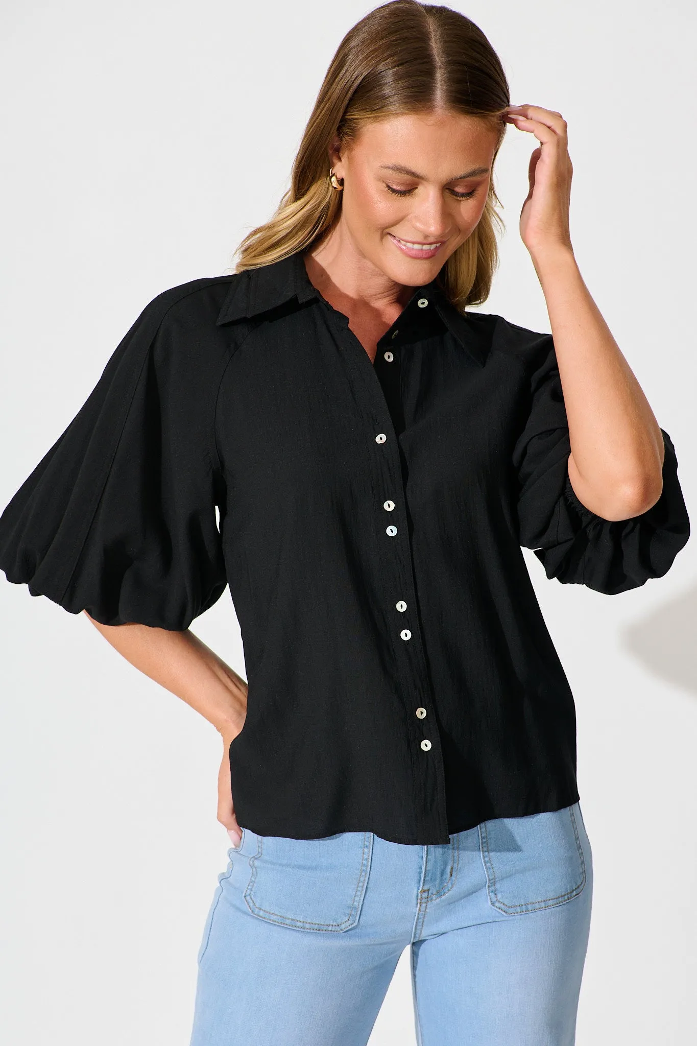 Porcia Shirt in Black sold by St Frock