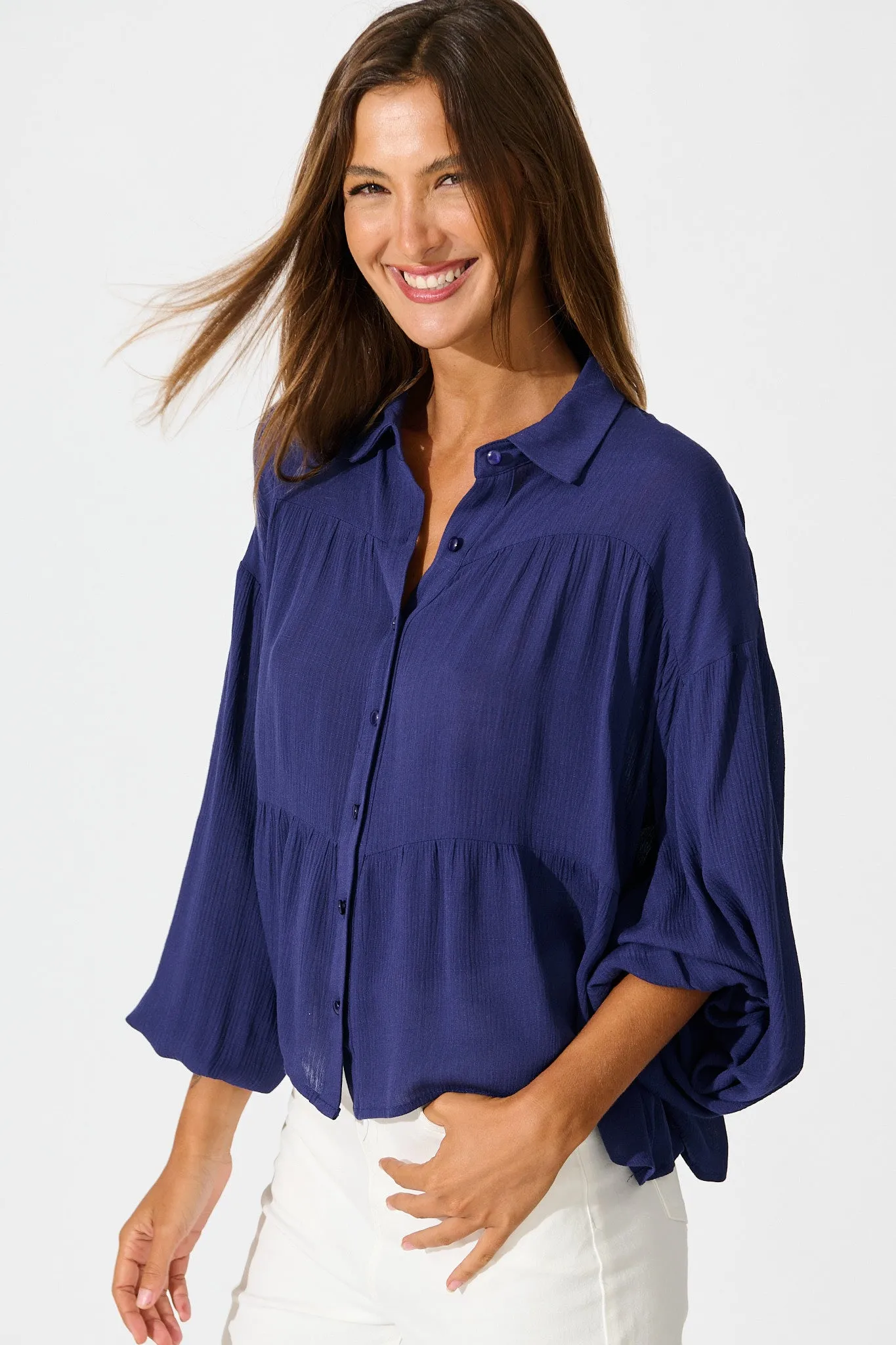 Luella Shirt in Navy sold by St Frock