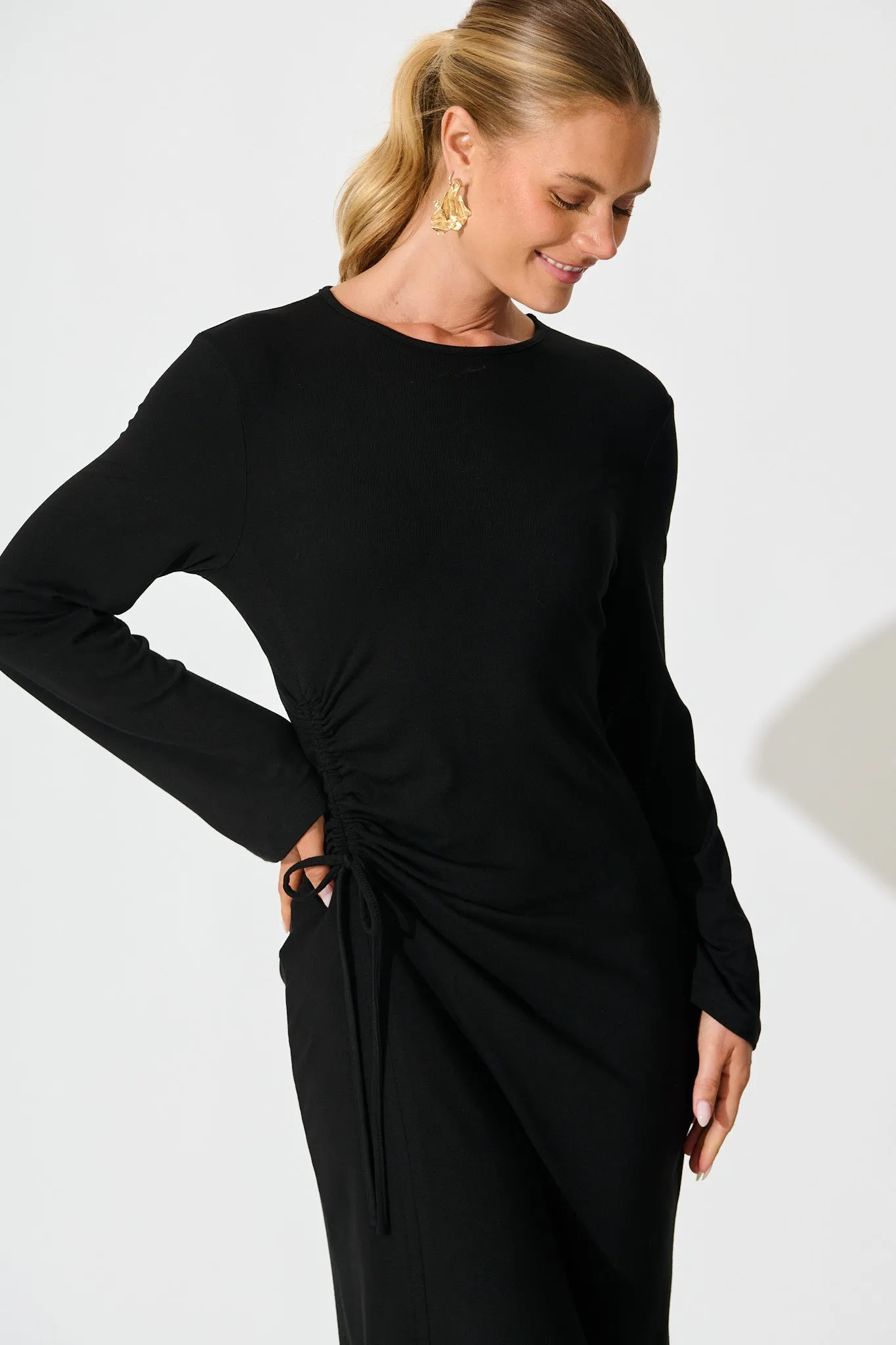 Samba Maxi Dress in Black Jersey sold by St Frock product image thumbnail 2