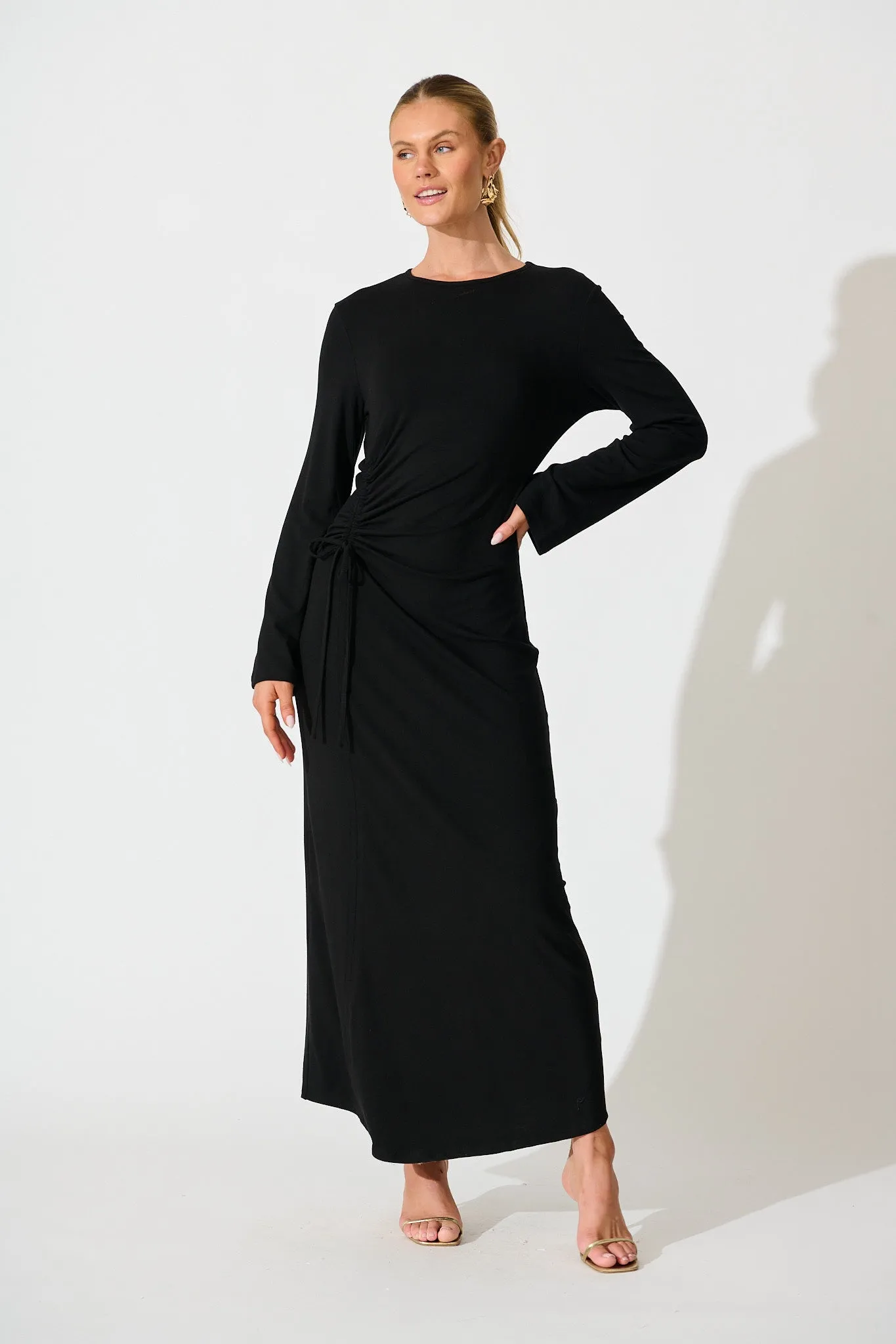 Samba Maxi Dress in Black Jersey sold by St Frock