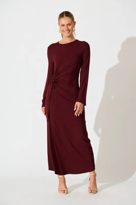 Samba Maxi Dress in Wine Jersey sold by St Frock