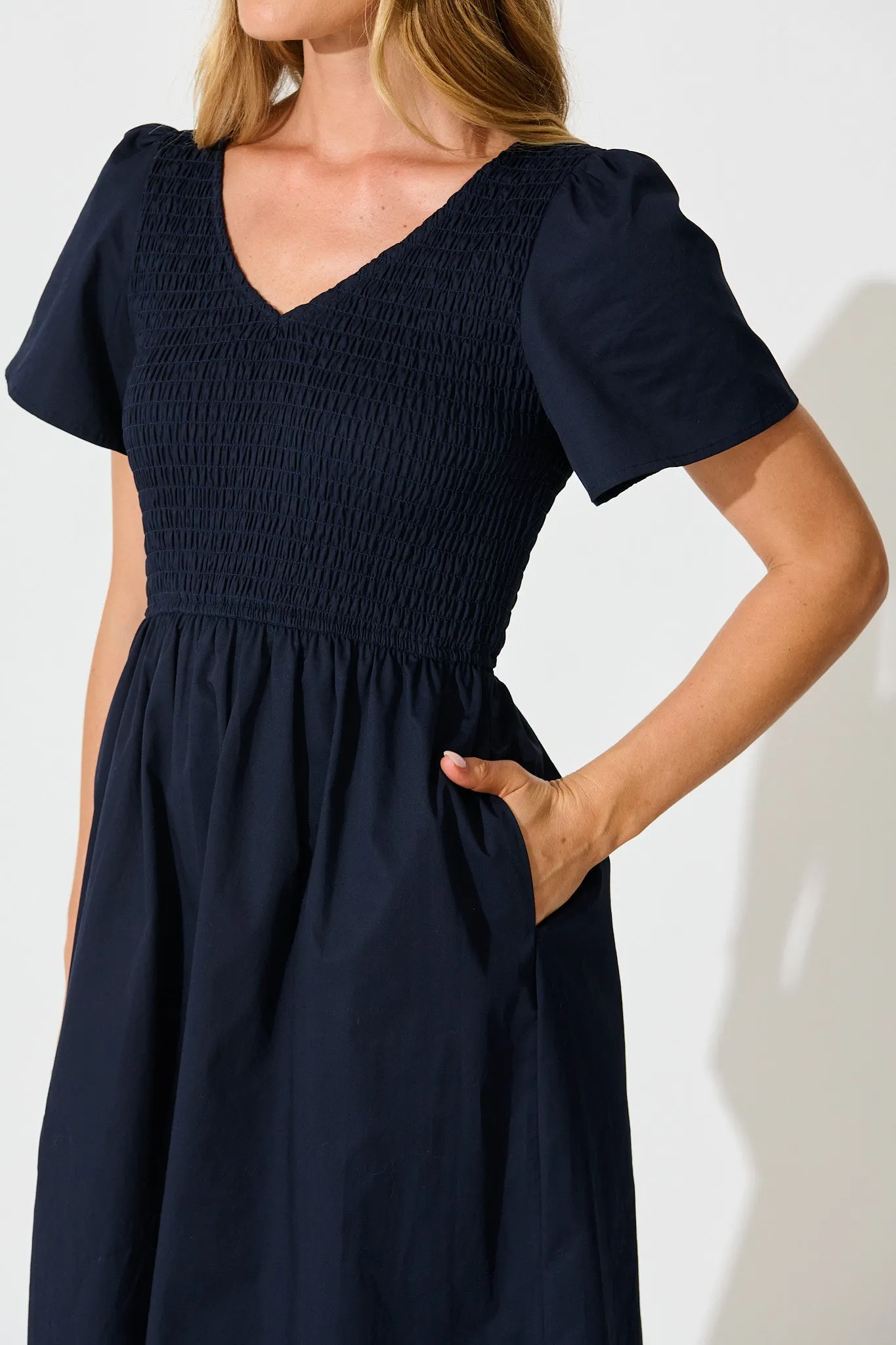 Zest Midi Dress in Navy Cotton sold by St Frock product image thumbnail 5