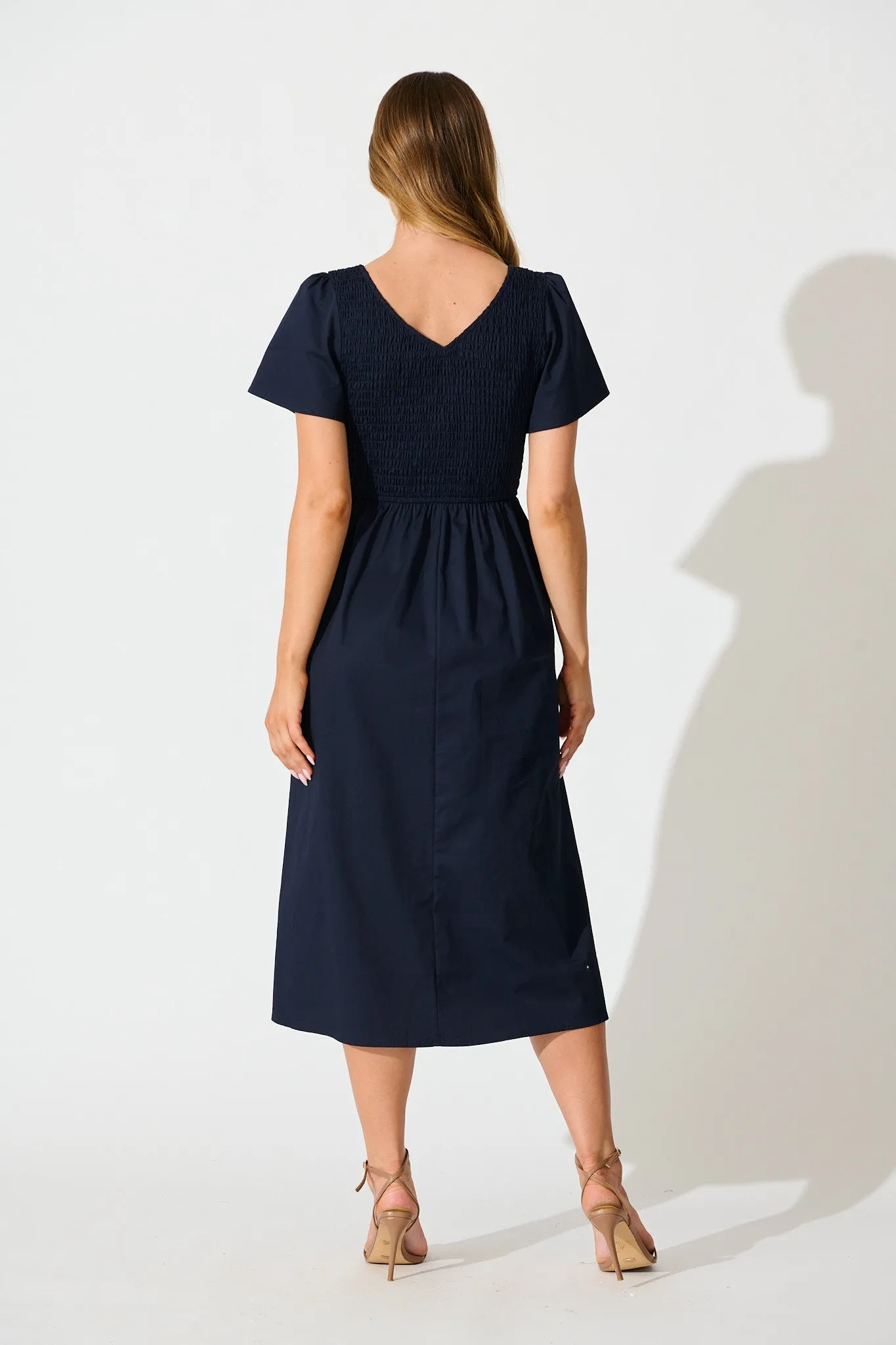 Zest Midi Dress in Navy Cotton sold by St Frock product image thumbnail 4