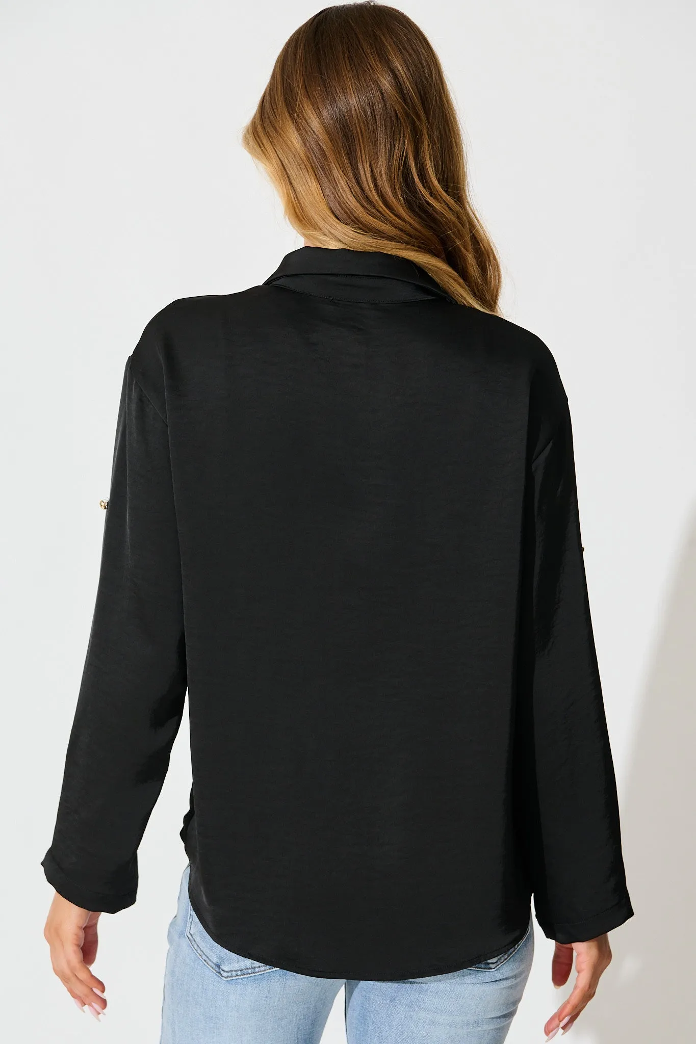 Gracie Shirt in Black Satin sold by St Frock product image thumbnail 3