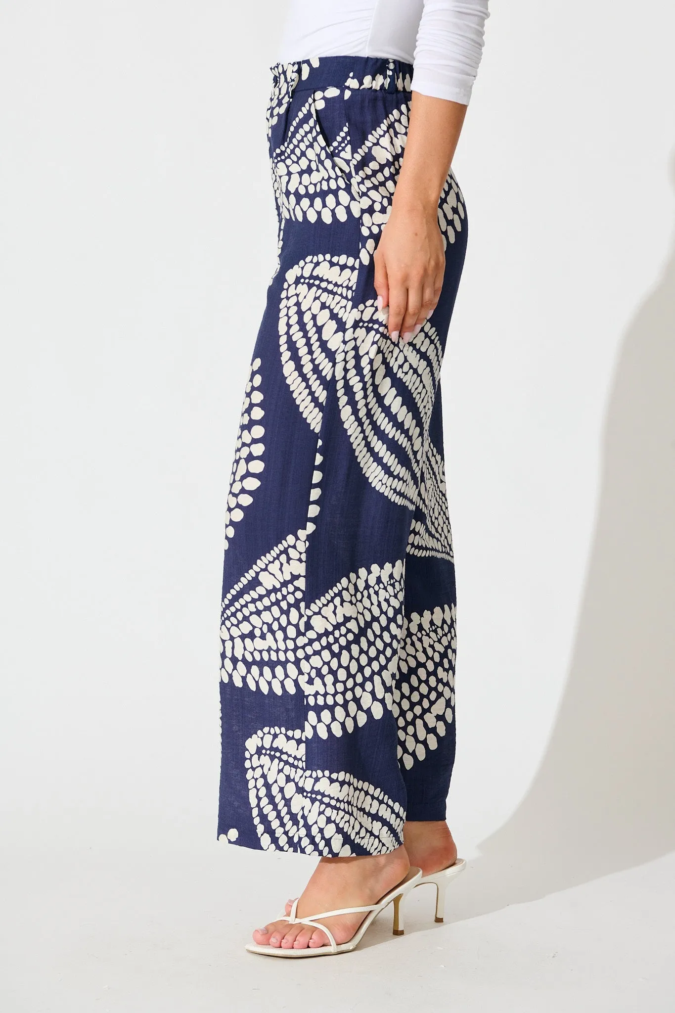 Harper Pant in Navy with White Print sold by St Frock product image thumbnail 2