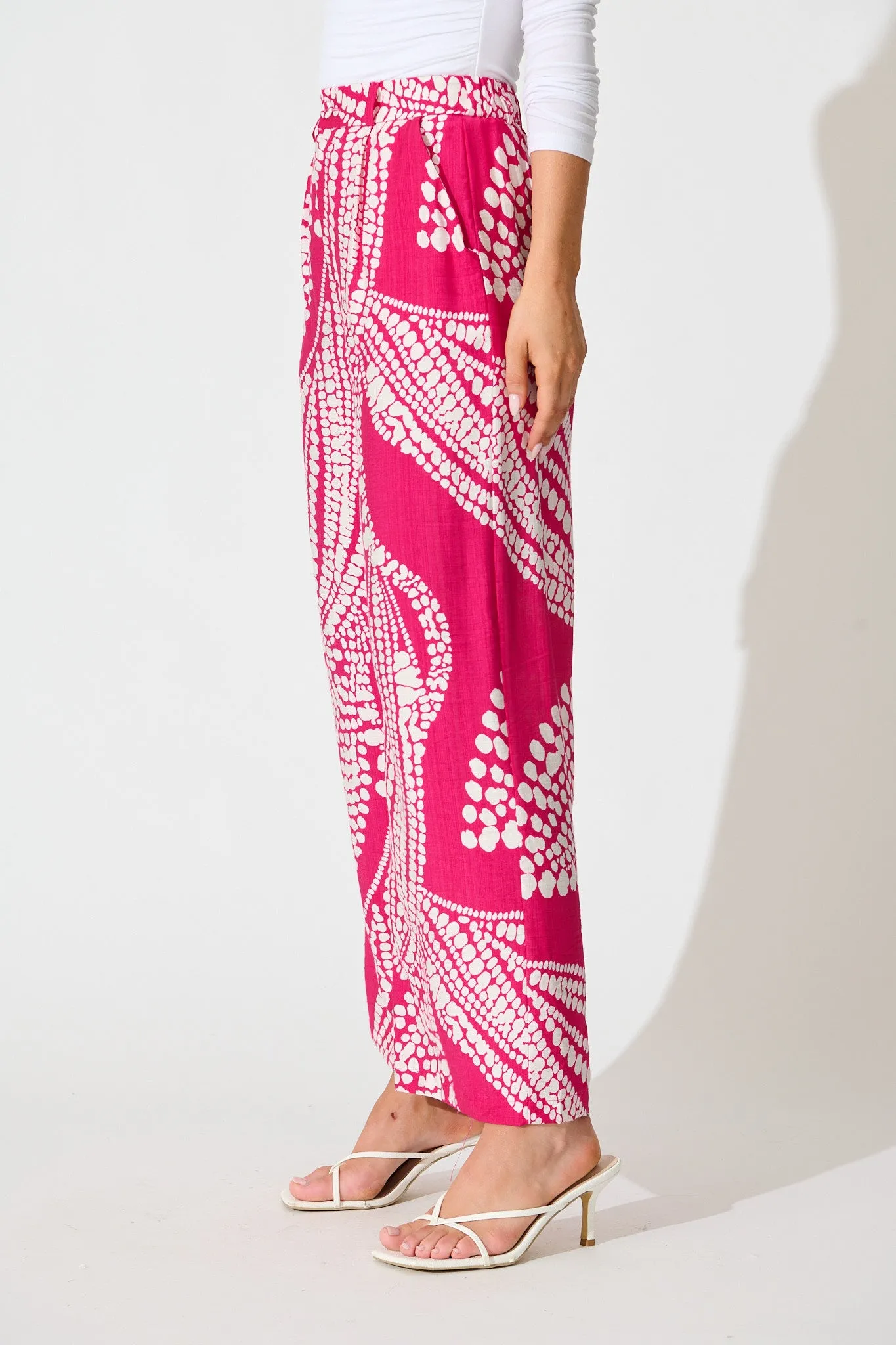 Harper Pant in Magenta with White Print sold by St Frock product image thumbnail 2