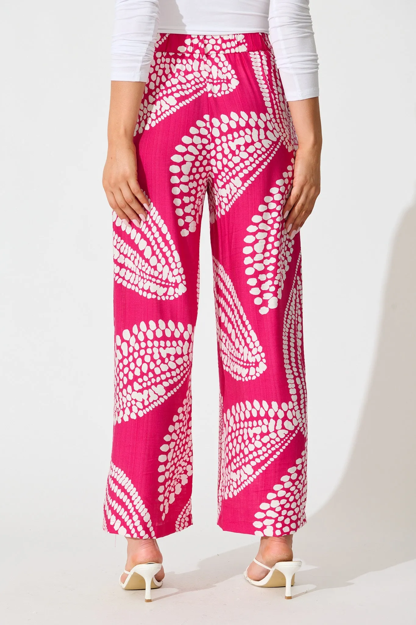 Harper Pant in Magenta with White Print sold by St Frock product image thumbnail 3