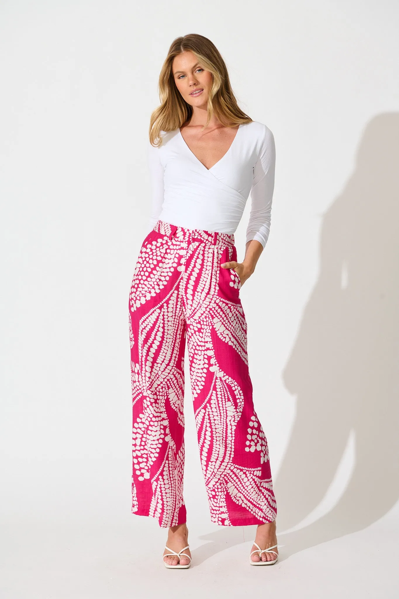 Harper Pant in Magenta with White Print sold by St Frock product image thumbnail 4