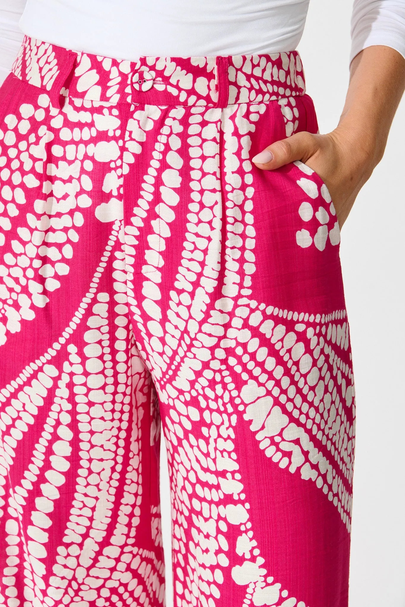 Harper Pant in Magenta with White Print sold by St Frock product image thumbnail 5
