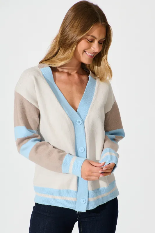 Dina Knit Cardigan In Blue Multi Wool Blend sold by St Frock