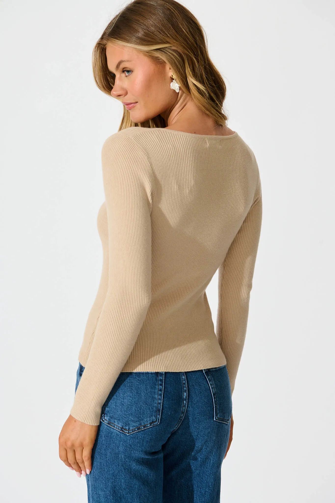 Levine Knit In Beige Cotton Blend sold by St Frock product image thumbnail 3