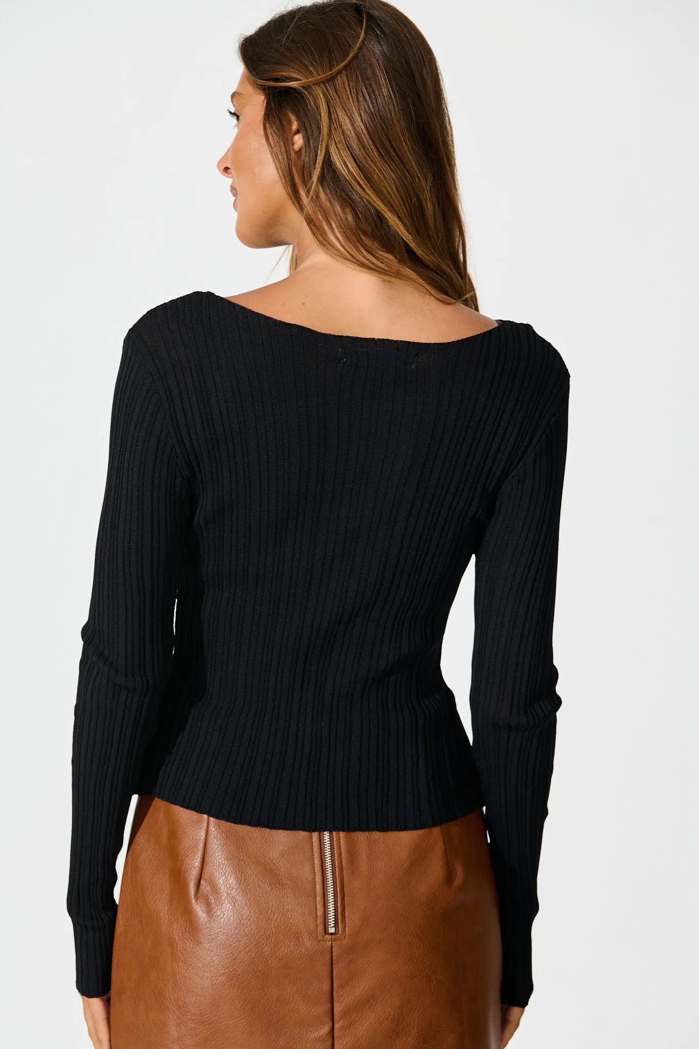 Mariella Knit Cardigan in Black sold by St Frock product image thumbnail 3