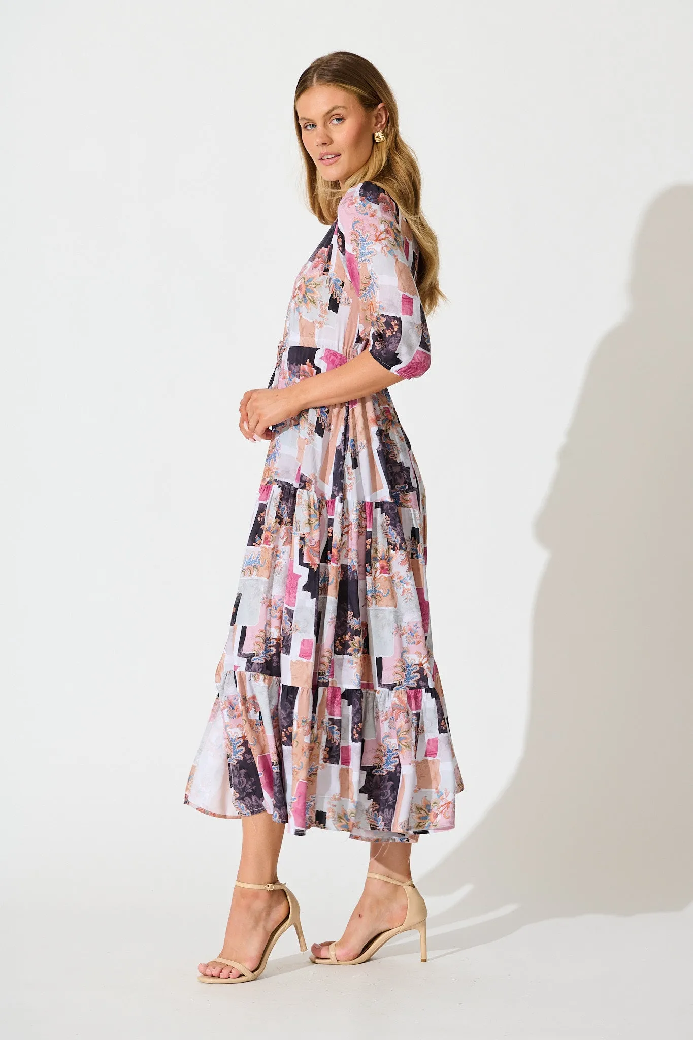 Ivanna Midi Dress in Multi Patchwork Print sold by St Frock product image thumbnail 3