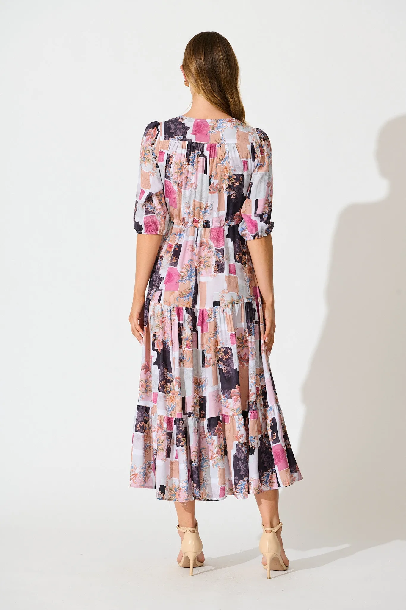 Ivanna Midi Dress in Multi Patchwork Print sold by St Frock product image thumbnail 4