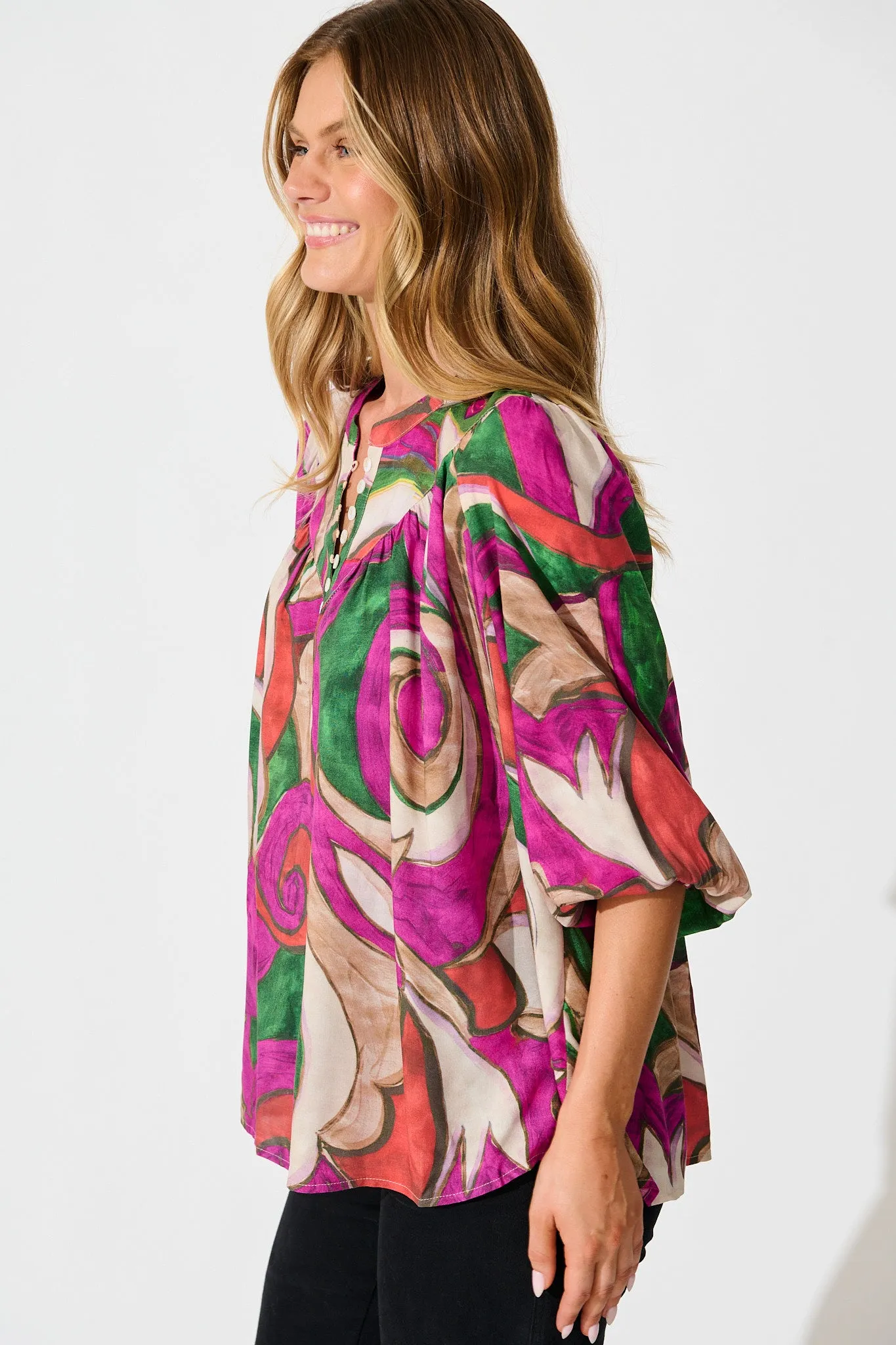 Abigail Top in Multi Fuchsia sold by St Frock product image thumbnail 2