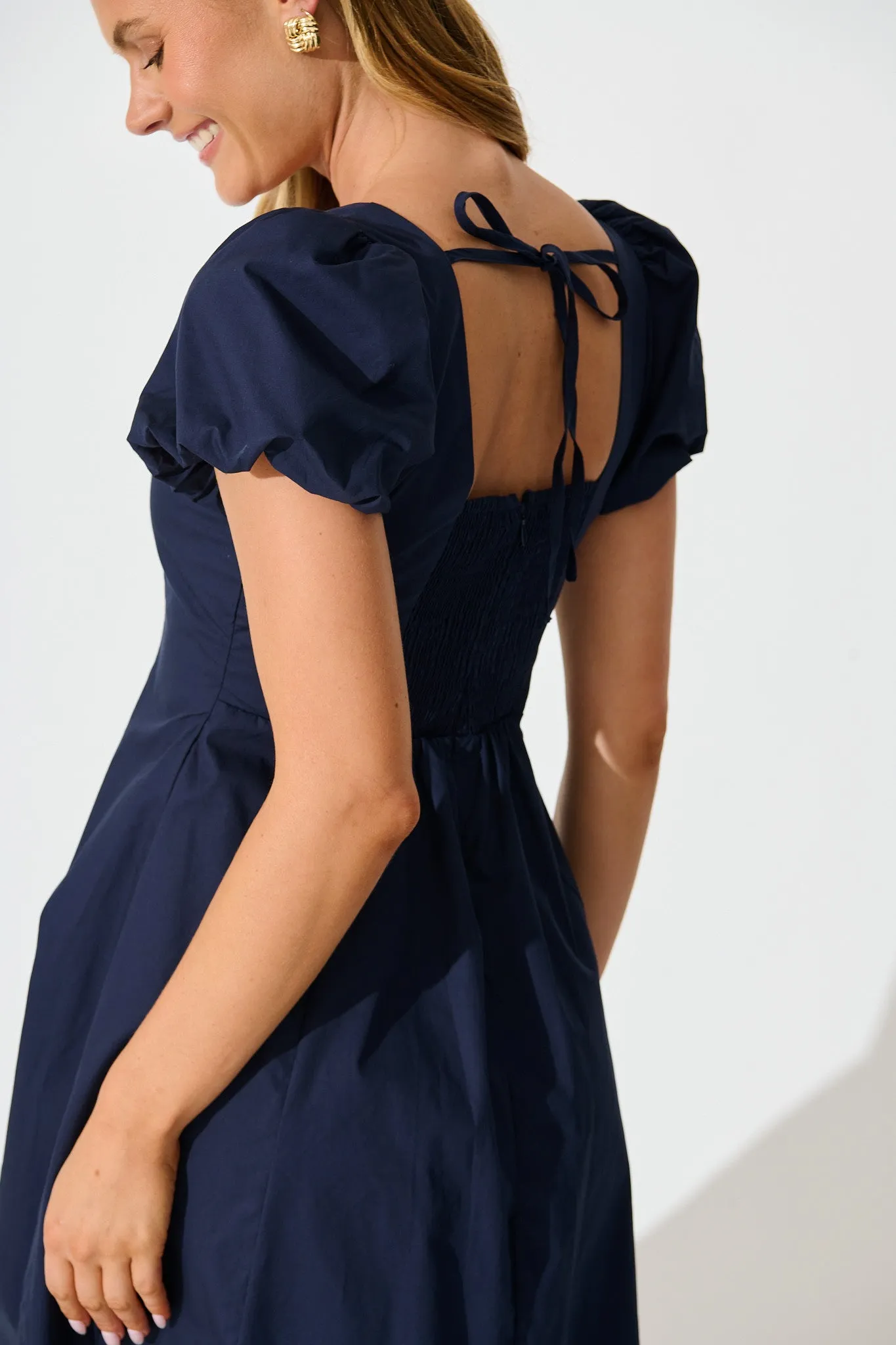 Eternity Midi Dress in Navy Cotton sold by St Frock product image thumbnail 5