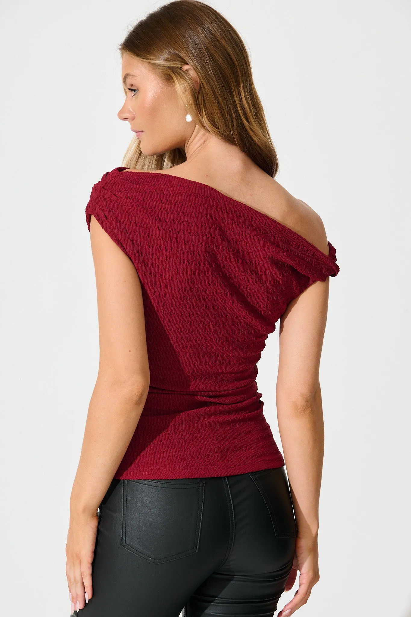 Alma Top in Wine Textured Jersey sold by St Frock product image thumbnail 4