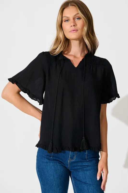 Natalie Top in Black sold by St Frock