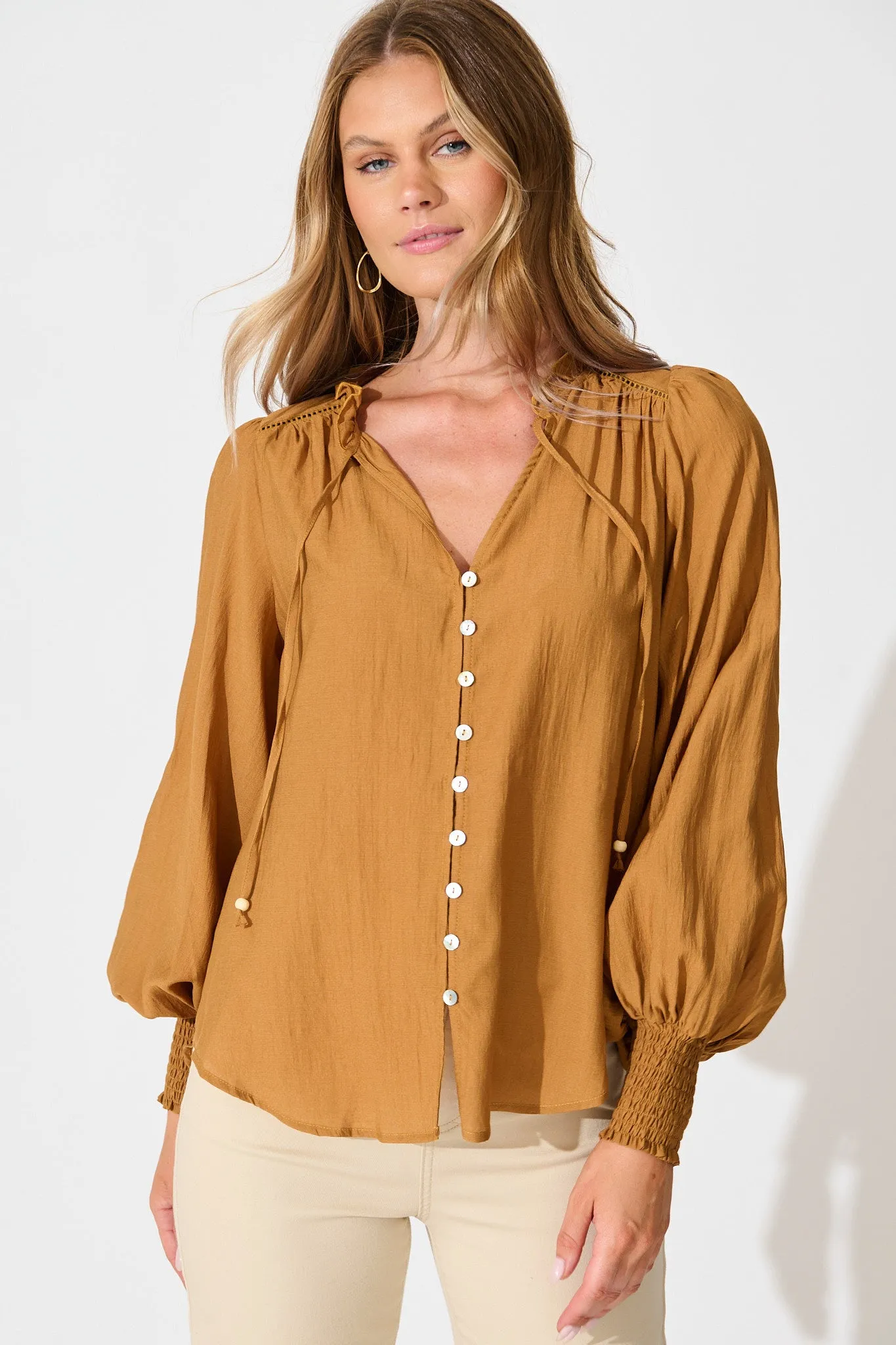Solara Top in Tan sold by St Frock