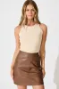 Carla Leatherette Skirt in Tan sold by St Frock