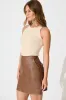 Carla Leatherette Skirt in Tan sold by St Frock