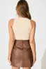 Carla Leatherette Skirt in Tan sold by St Frock