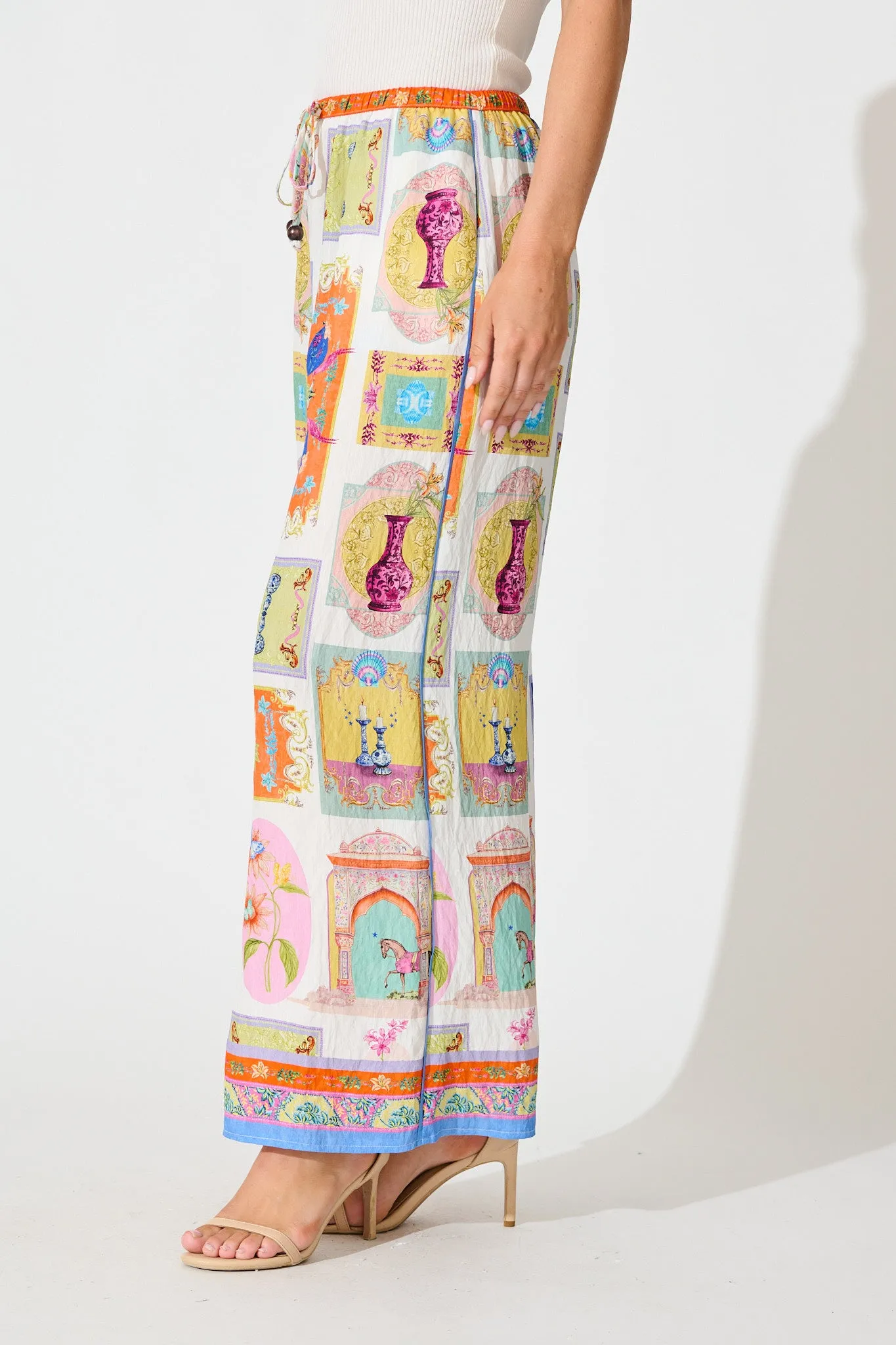 Santana Pant in Cream with Multi Conversational Print sold by St Frock product image thumbnail 2