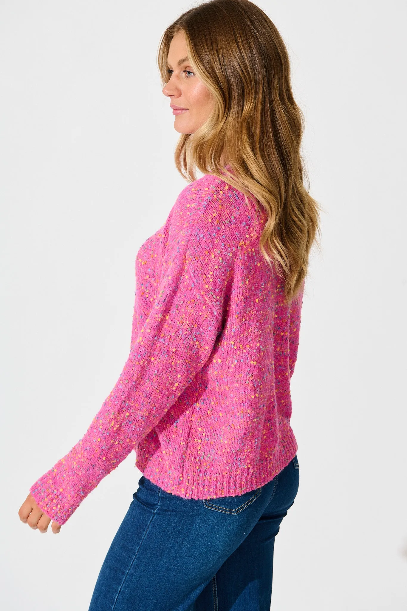 Emilia Knit in Pink Multi Wool Blend sold by St Frock product image thumbnail 2