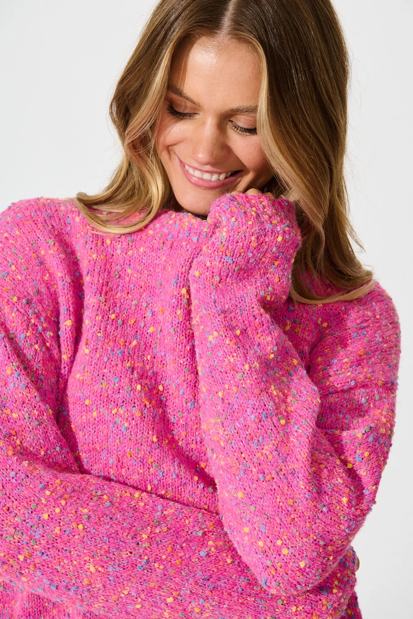 Emilia Knit in Pink Multi Wool Blend sold by St Frock product image thumbnail 5